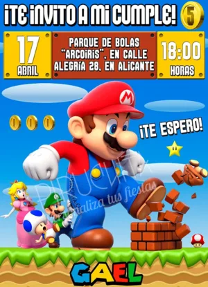 Invitación de Cumpleaños de Mario y Luigi