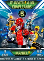 Invitación de cumpleaños de Power Rangers Beast Morphers