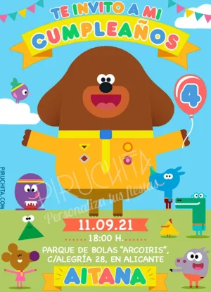 Invitación de cumpleaños de Hey Duggee