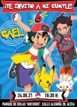 Invitación de cumpleaños de Pokemon - Ash y Go