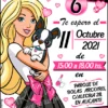 Invitación de cumpleaños Barbie con perrito
