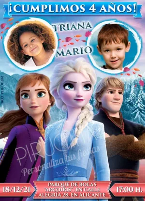 Invitación cumpleaños de Ana, Elsa y Kristoff, Frozen - con fotos