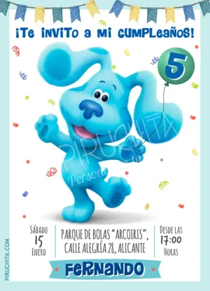 Invitación cumpleaños de las Pistas de Blue - globo (Blue´s Clues)