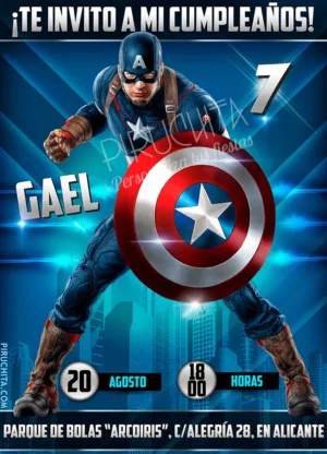 Invitación de cumpleaños de Capitán América