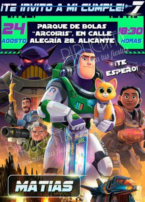 Invitación de cumpleaños de Lightyear #01