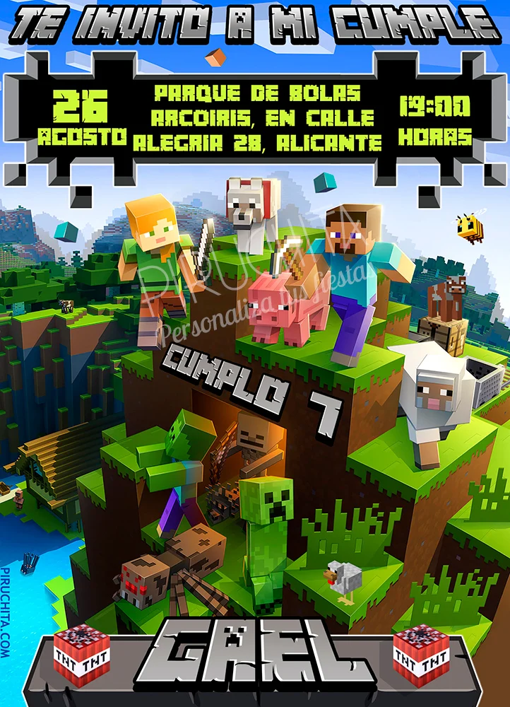 Invitación de cumpleaños de Minecraft