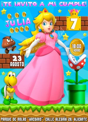 Invitación de cumpleaños de Princesa Peach