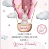 Invitación Baby Shower coneja en globo aerostático
