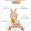 Invitación de cumpleaños de conejo con globos