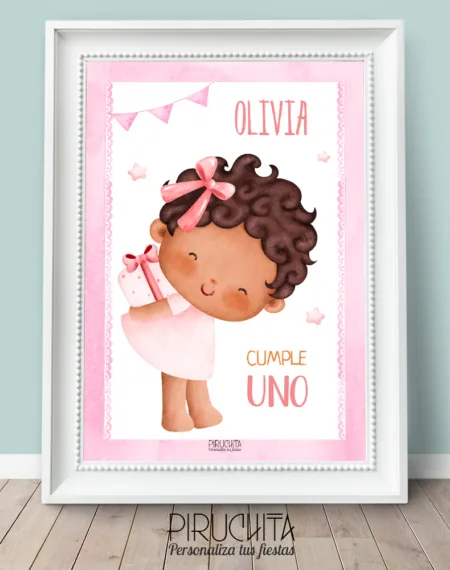 Lámina Niña con regalo