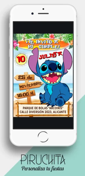 Invitación cumpleaños de Stitch