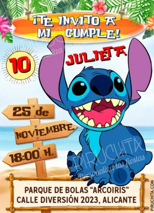 Invitación cumpleaños de Stitch