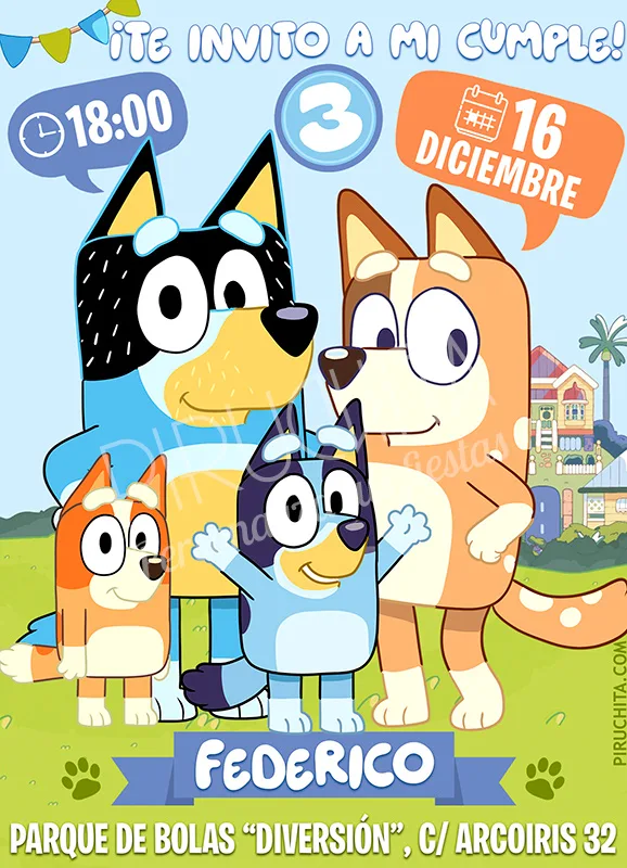 Bluey: Afiche Feliz Cumpleaños