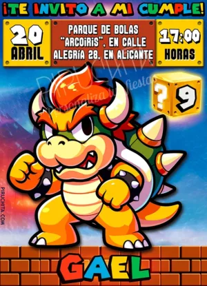 Invitación cumpleaños de Bowser