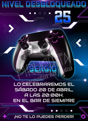 Invitación cumpleaños de Gamer - Joystick