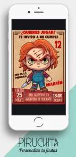 Invitación cumpleaños de Chucky