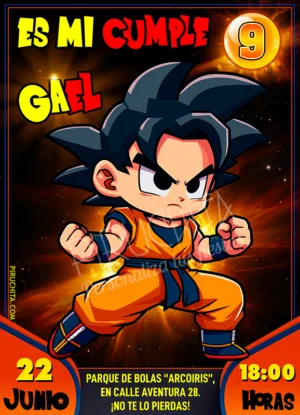 Invitación cumpleaños de Goku