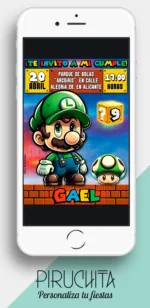 Invitación cumpleaños de Luigi