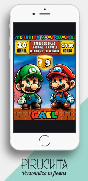 Invitación cumpleaños de Mario y Luigi #01