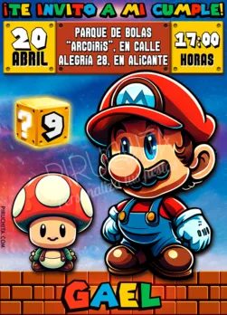 Invitación cumpleaños de Mario