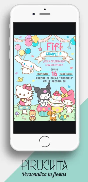 Invitación cumpleaños de Sanrio