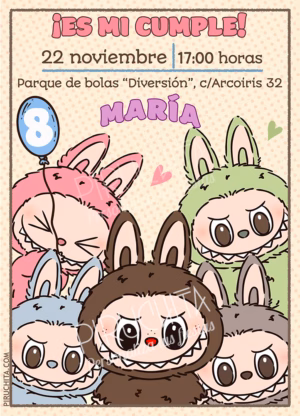 Invitación cumpleaños de Labubus