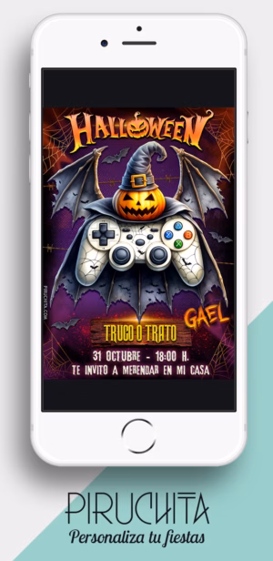 Invitación para fiesta de Halloween - Calabaza mando