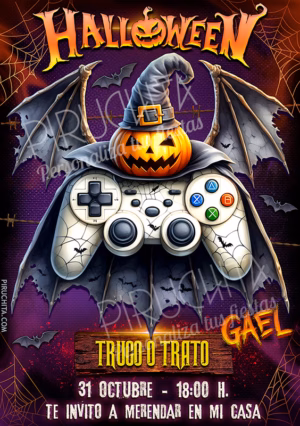 Invitación para fiesta de Halloween - Calabaza mando