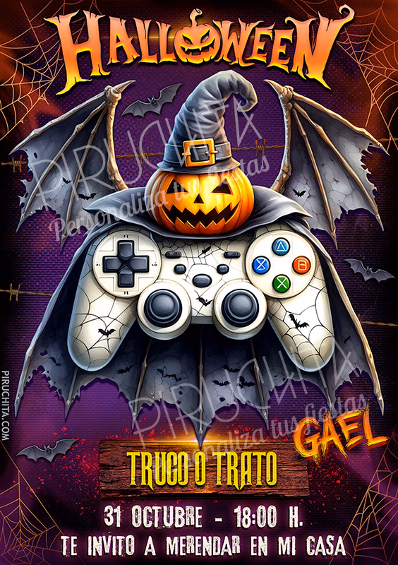 Invitación para fiesta de Halloween - Calabaza mando Invitación para fiesta de Halloween - Calabaza mando